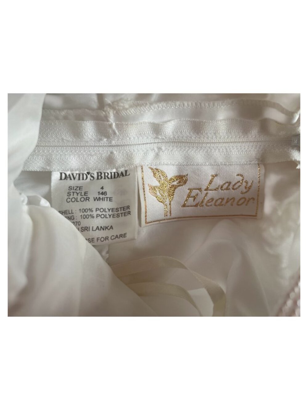 Y2K Lady Eleanor David's Bridal White Special Event Dress - Size Youth Girls 4 - Picture 6 of 6